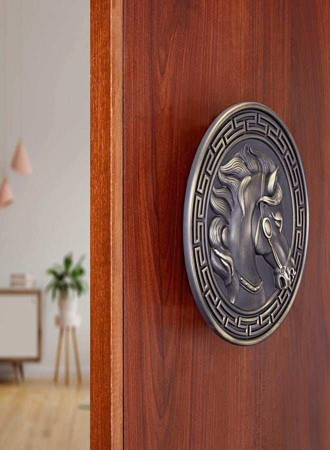 LAPO Horse Main Door Handle, Door Handles for Main Door, Wooden & Glass Door Pull Handle, Door Hardware (4 inches, Round Diameter 5 inch-Pack of 1) Antique Finish | 3 Years Warranty - Image 3